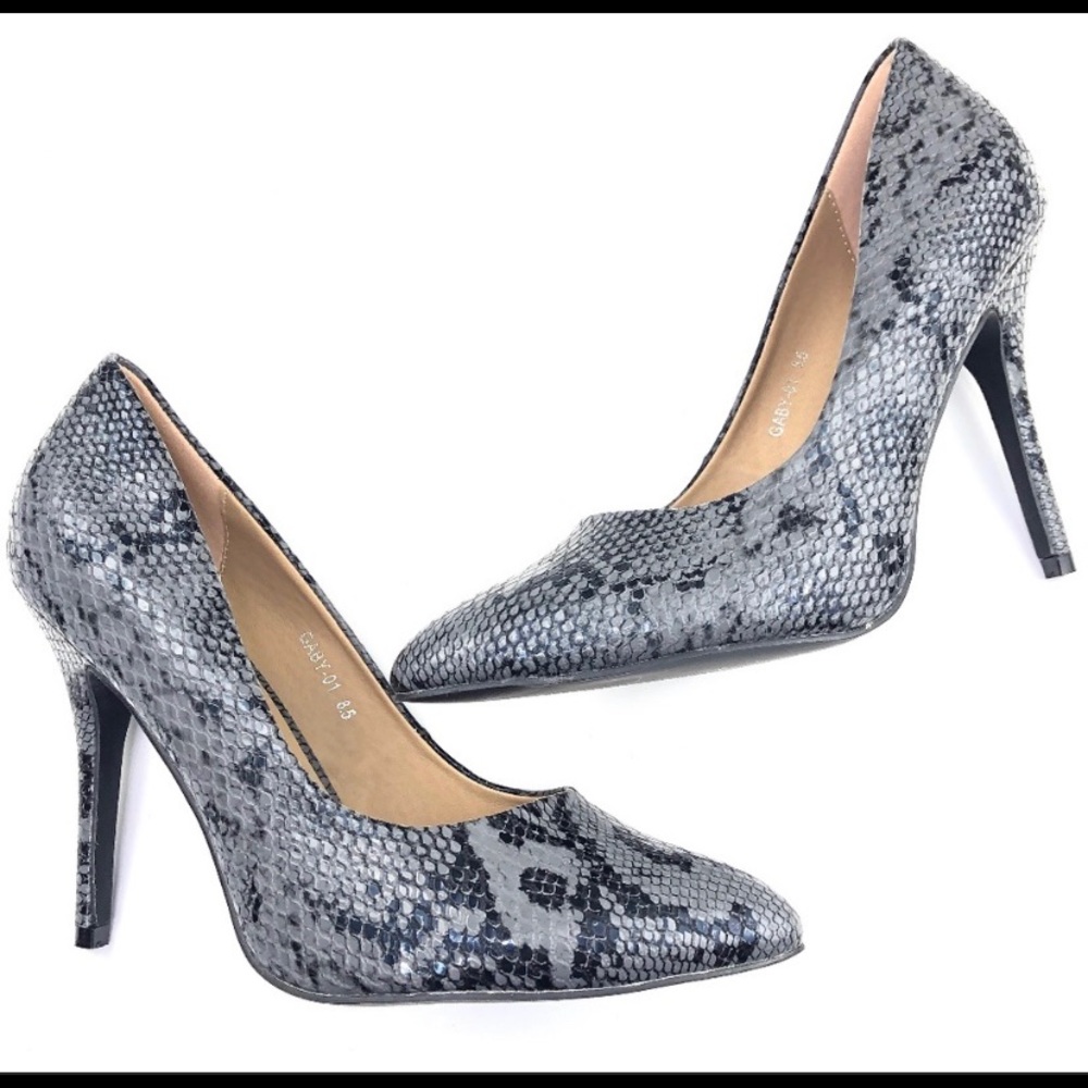 Riverberry | Snakeskin Python Stiletto Heel Grey - image 1